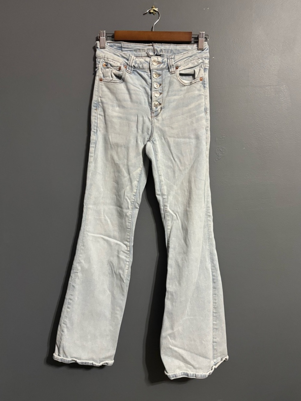 American Eagle light wash western hi-rise flare size 4